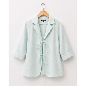 Camisa Casual con Lazo Delantero para Mujer, Blusa Elegante de Manga Larga para Oficina, Blusa Moderna, Suave, Cómoda y Elegante para Damas - Product Image 1