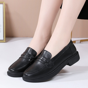 Chaussures plates décontractées pour femmes, couleur unie, été <span class=keywords><strong>2022</strong></span>, noires, respirantes, chaussures habillées, grandes tailles, chaussures fermées pour femmes - Product Image 5