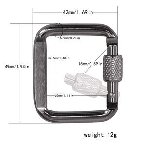 Custom Logo Aluminum Screw Gate Square Locking Carabiner Clip <b>Snap</b> <b>Hook</b> Keychain for Promotional Activities - Product Image 5