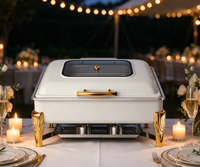 Nouveau Réchaud de Buffet de Luxe pour Traiteur, blanc, 9L, en Acier Inoxydable, Chauffage à Combustible, Hydraulique, pour Mariages