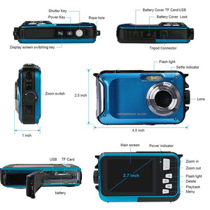 Caméra numérique sous-marine rechargeable Full 1080P pour les vacances, caméra de plongée étanche pour le corps - Product Image 3