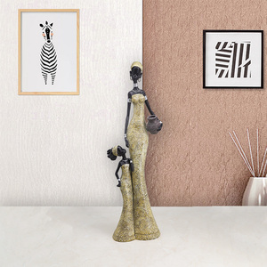 Donne figurine africano della resina della decorazione della casa del mestiere, fatto a mano in resina african american figurine/ - Product Image 2