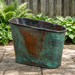 Baignoire ovale autoportante en cuivre avec finition patine antique et couvercle, design classique pour salle de bain intérieure - Artisanat indien - Product Image 2