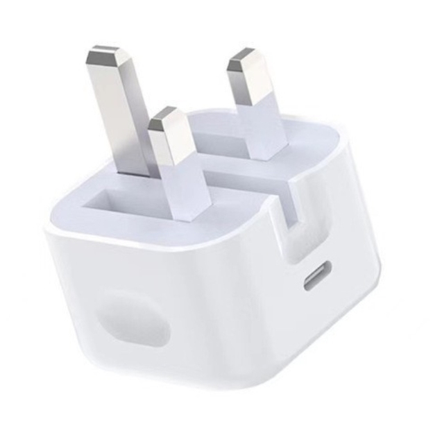 White UK Plug 20W USB C Foldable Power Adapter Fast Charging Cable Charger for Apple for iPhone 16 5V/1A OTP Protection
