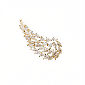 Orecchini a polsino dorati E2278 con cristalli taglio marquise e strass, montatura a griffe, gioielli alla moda da donna per feste, in lega trendy - Product Image 1