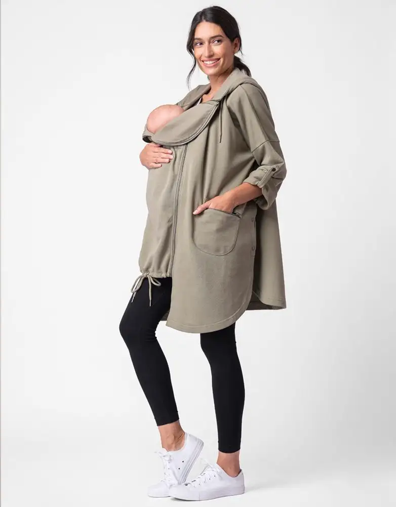 China Manufacturer Women Maternity to Babywearing 3 in 1 Hooded Cape Baby Carrier Hooded Coat