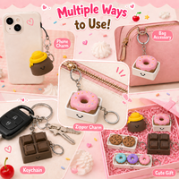 Niedliche Dessert-Serie 3D-Gedruckter Druckknopf-Schlüsselanhänger Spielzeug Mini-Clicker Charm für Werbegeschenke Kuchen Schokoladen-Schlüsselanhänger