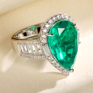 <span class=keywords><strong>Anello</strong></span> in <span class=keywords><strong>pietra</strong></span> a goccia d'acqua 925 in argento Sterling grande CZ anelli verde <span class=keywords><strong>smeraldo</strong></span> - Product Image 5
