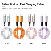 Câble de charge rapide USB C vers USB C 240W, blindage en nylon tressé, 1M, pour téléphone, tablette, ordinateur portable