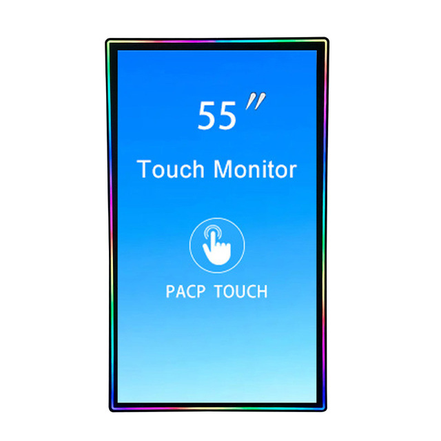 55" 4K UHD Infrared Touch Screen Display 3840x2160 Large Format Black IR Monitor with USB DVI for Smart Retail Terminals