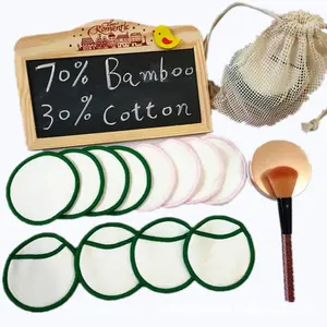 Wasbare Bamboe Microfiber Katoen Reiniging Make-Up Remover Pads Herbruikbare Cosmetische
