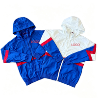 Veste coupe-vent à capuche personnalisée avec blocs de couleur, veste coupe-vent rétro pour homme avec empiècements de couleur