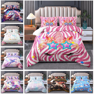 Couette nuage licorne arc-en-ciel magique-Couette pour enfants à impression numérique 3D personnalisable avec ensemble de literie en peluche - Product Image 2