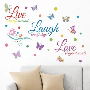 Bunte 3d pvc leben lachen Liebe selbst klebende Familie Wandt attoos Zitate