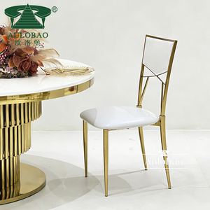 Chaises événementielles de luxe en acier inoxydable coussin en cuir design rococo mariage - Product Image 2