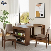 Table à manger télescopique extensible en bois massif de style médiéval Jinruishengda, idéale pour les espaces restreints, pliable et extensible