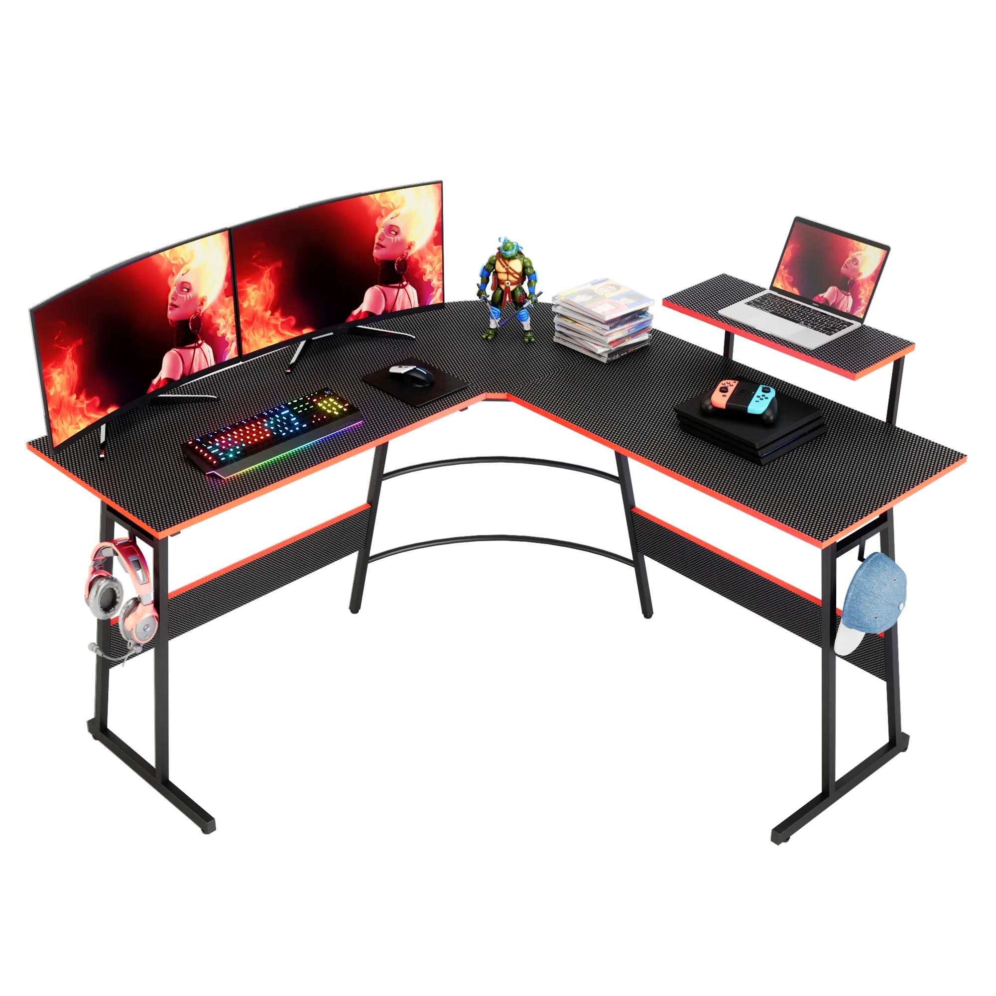 Diskon besar meja Gaming bentuk L, desain meja gaming balap baru, Meja gaming PC dengan lampu RGB untuk e-sports