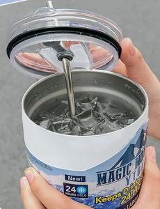 Tasse thermos magique en acier inoxydable avec paille, glace, café, bouteille isolée sous vide, voiture, voyage, extérieur, W23-401 - Product Image 2