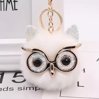 Hibou fausse fourrure Pom Pom porte-clés fausse fourrure boule en peluche porte-clés porte-clés pour filles femmes sac accessoire