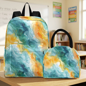 Fashion Watercolor Custom Design 2PCS Children Student <b>Backpack</b> Girl Casual <b>Backpack</b> School Bag and Lunch Bag Set for Boys - Product Image 1
