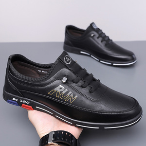 Muni Mocassins en cuir pour hommes, chaussures décontractées confortables à talon bas et semelle en caoutchouc, pour les loisirs, taille 49 50 - Product Image 2