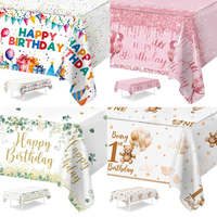 Nappe jetable pour fête d'anniversaire, décoration de table, imperméable, anti-huile, en plastique PE, pour anniversaire d'adultes et d'enfants
