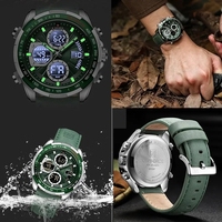 Jam Tangan Pria Mewah Terbaru Naviforce 9197 Quartz Sport Digital Bercahaya Tahan Air Alarm Kronograf Relojes