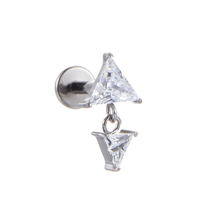 Piercing de circonita de <span class=keywords><strong>doble</strong></span> triángulo de titanio, Labret Helix, G23, sin rosca - Product Image 5