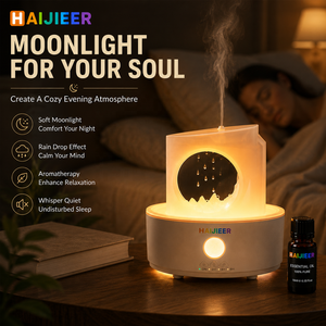 Humidificador con Forma de Gota de Agua y Nube, Flujo de Agua Ajustable, Luz de 7 Colores, Difusor de Aroma con Efecto de <span class=keywords><strong>Lluvia</strong></span> - Product Image 1