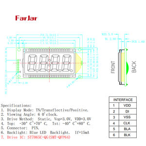 S0408E2 LCDモジュール<span class=keywords><strong>4</strong></span>セグメント小型液晶ディスプレイシリアルコントローラ付き - Product Image 2