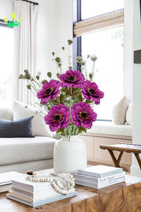 Anémone artificielle fleurs en soie violet Faux réaliste coquelicots fleurs en vrac pour Vase centres de table maison mariage Bouquet décoration - Product Image 5