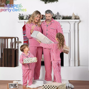 Pyjamas de Noël unisexes HESPER à rayures douces avec boutons, tenues à manches longues pour parents et enfants, col rabattu, vêtements d'intérieur tendance pour l'hiver - Product Image 2