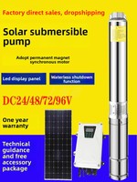 Pompa Submersible Tenaga Surya DC 48V/72V Bahan Stainless Steel, Pompa DC Tanpa Sikat untuk Irigasi Otomatis Sumur Dalam