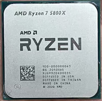 Pour processeur de bureau AMD Ryzen 7 5800X AM4 Tray Pack, 8C16T 3.8-4.7GHz 32MB L3 Cache, processeur de jeu, OEM Bulk Tray sans boîte sans refroidisseur