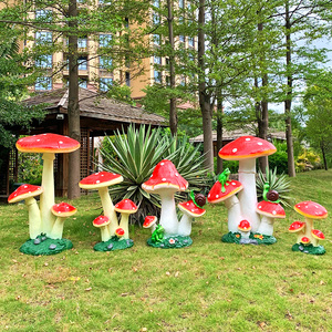 A grandezza naturale realistico <span class=keywords><strong>fungo</strong></span> rosso statue grande giardino <span class=keywords><strong>esterno</strong></span> decorazione in fibra di vetro colorato resina artigianato <span class=keywords><strong>fungo</strong></span> decorativo - Product Image 4