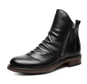 Herren Chelsea Stiefeletten Leder Mikro faser Chukka Designer Stiefel mit seitlichem Reiß verschluss Kleid Stiefel