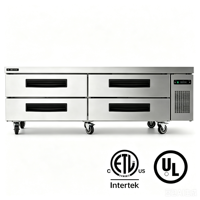 Réfrigérateur de Comptoir Commercial à 4 Tiroirs en Acier Inoxydable, Base Réfrigérée pour Chef, Approuvé ETL, Dégivrage Automatique, Numérique