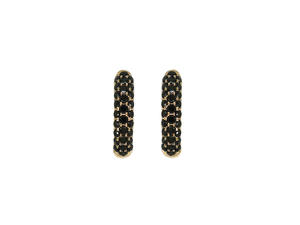 Pendientes de Aro de Oro Rosa de 18K con Doble Hilera de Diamantes Negros, 56 Diamantes Negros, 0.624ct, Joyería de Lujo Moderna - Product Image 2