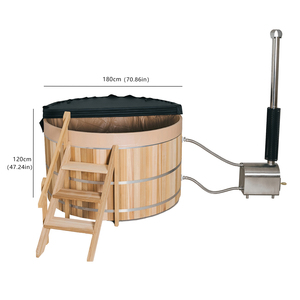 <span class=keywords><strong>Bañera</strong></span> de hidromasaje de cedro rojo todo en uno con estufa de leña, cubierta y escalera para el hogar - Product Image 3