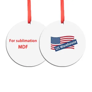 Usa Warehouse 3 Zoll benutzer definierte runde quadratische Benelux Weihnachten Doppelseite Sublimation Rohlinge Mdf hängende Ornamente für den Großhandel