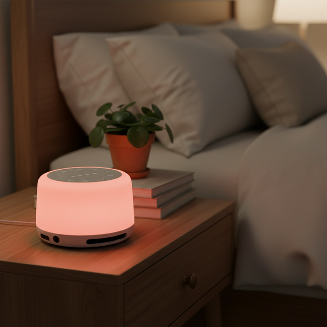 Modern Home Rechargeable Baby Sleep Sound White Noise Machine ABS Night Light Warm Color-Changing LED Lights Bedroom Bedside Use