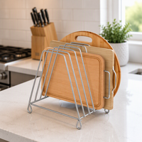 Pour la maison, le restaurant ou l'hôtel : support de rangement moderne en acier inoxydable pour planches à découper et couteaux, 6 à 10 emplacements, gain de place