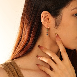 Nagosa bijoux colorés 18k or vermeil 925 argent sterling géométrique <span class=keywords><strong>cubi</strong></span> zircone boucles d'oreilles goutte - Product Image 4