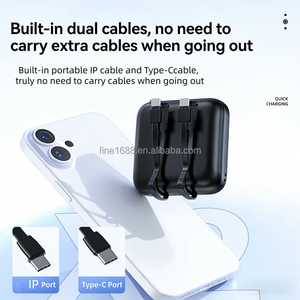 Batterie Li-Polymère 10000 mAh <span class=keywords><strong>en</strong></span> Gros Usine, Mini Power Bank Ultra Mince Portable Double USB avec Charge Rapide et Câble Intégré - Product Image 4