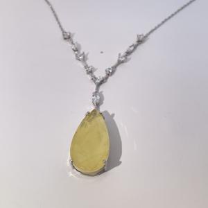 Collar con Colgante de Gema Amarilla Chapada en Oro Tianyu Gems para Mujer, Elegante Gema con Corte de Pera, Joyería de Moda, Regalo - Product Image 1