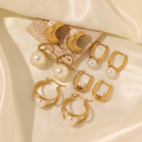 Boucles d'oreilles créoles en acier inoxydable plaqué or populaires, boucles d'oreilles créoles en perles anti-ternissement pour femmes, bijoux en acier inoxydable