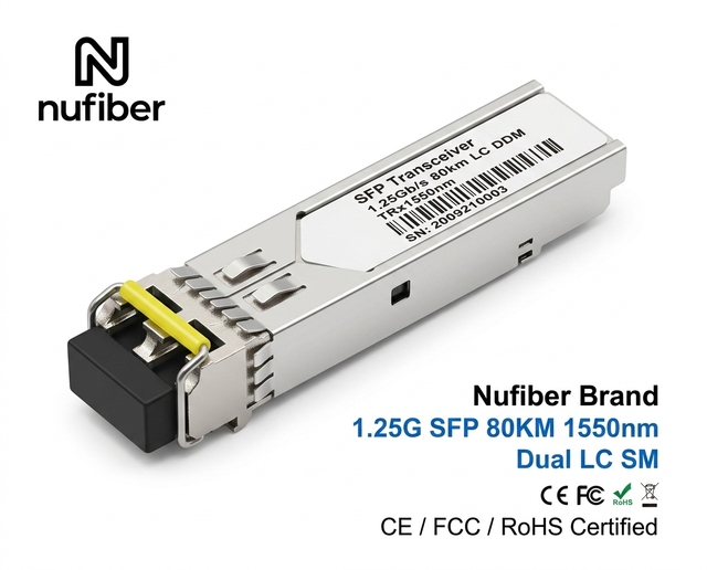 Compatible 1.25G SFP Dual Fiber LC DDM 1550nm 80Km Optical Transceiver Module Gigabit SMF Telecom Equipment