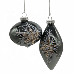 Trang Trí Trong Nhà 80Mm Màu Đen Giáng Sinh Bóng Thủy Tinh 3Pcs Set Với Bead Và Mô hình Bông Tuyết Treo Cây Giáng Sinh Đồ Trang Trí - Product Image 5