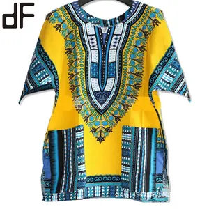 도매 가격 패션 모델 Dashiki 아프리카 복장 유니섹스 100% 코튼 전통적인 왁스 프린트 아프리카 대시키 셔츠