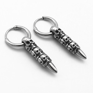 Yunnique – boucles d'oreilles en forme de cercle, en acier titane, avec crâne en relief, clous géométriques unisexes pour hommes et femmes, bijoux à la mode - Product Image 5